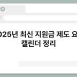 2025년 최신 지원금 제도 요약 캘린더 정리 3