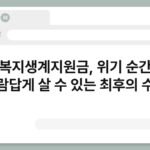 긴급복지생계지원금, 위기 순간에도 사람답게 살 수 있는 최후의 수단 6