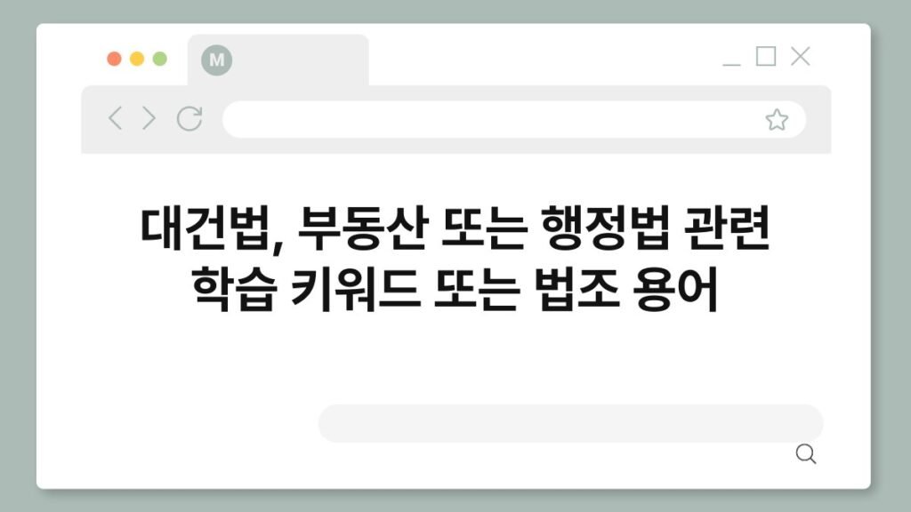 대건법, 부동산 또는 행정법 관련 학습 키워드 또는 법조 용어 2