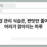 혈압 관리 식습관, 짠맛만 줄여도 머리가 맑아지는 하루 5